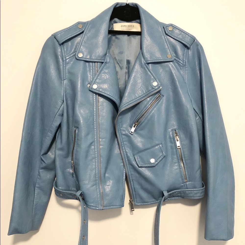 Zara faux leather biker jacket size medium